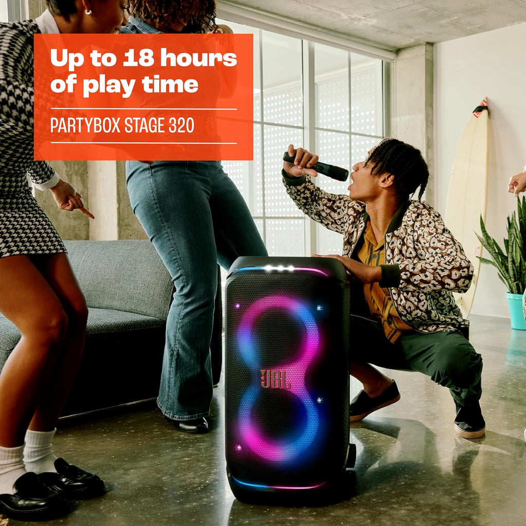 JBL Partybox Stage 120 in Schwarz â€?Tragbare Bluetooth-Lautsprecher-Box mit JBL Pro Sound, Lichtshow, KI-Sound-Boost und Teleskopgriff â€?12 h Laufzeit