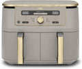 Ninja Dual Zone Digital Air Fryer, 2 Schubladen, 6-in-1, Heißluftfritteuse, 9,5L, Heißluft-Frittieren, Max Crisp, Rösten, Backen, Aufwärmen, Spülmaschinenfeste Körbe, Stone/Gold DZ400EUSTGD