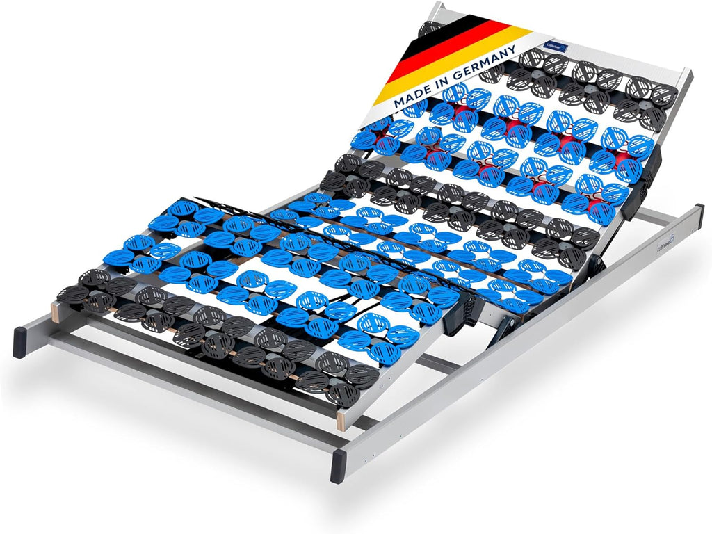 CubeSleep 7-Zonen Tellerfeder-Lattenrost Cloud 90x200 cm | Kopf- und Fußteil elektrisch verstellbar | Made In Germany | GS Zertifiziert â€?geprüfte Sicherheit | fertig montiert