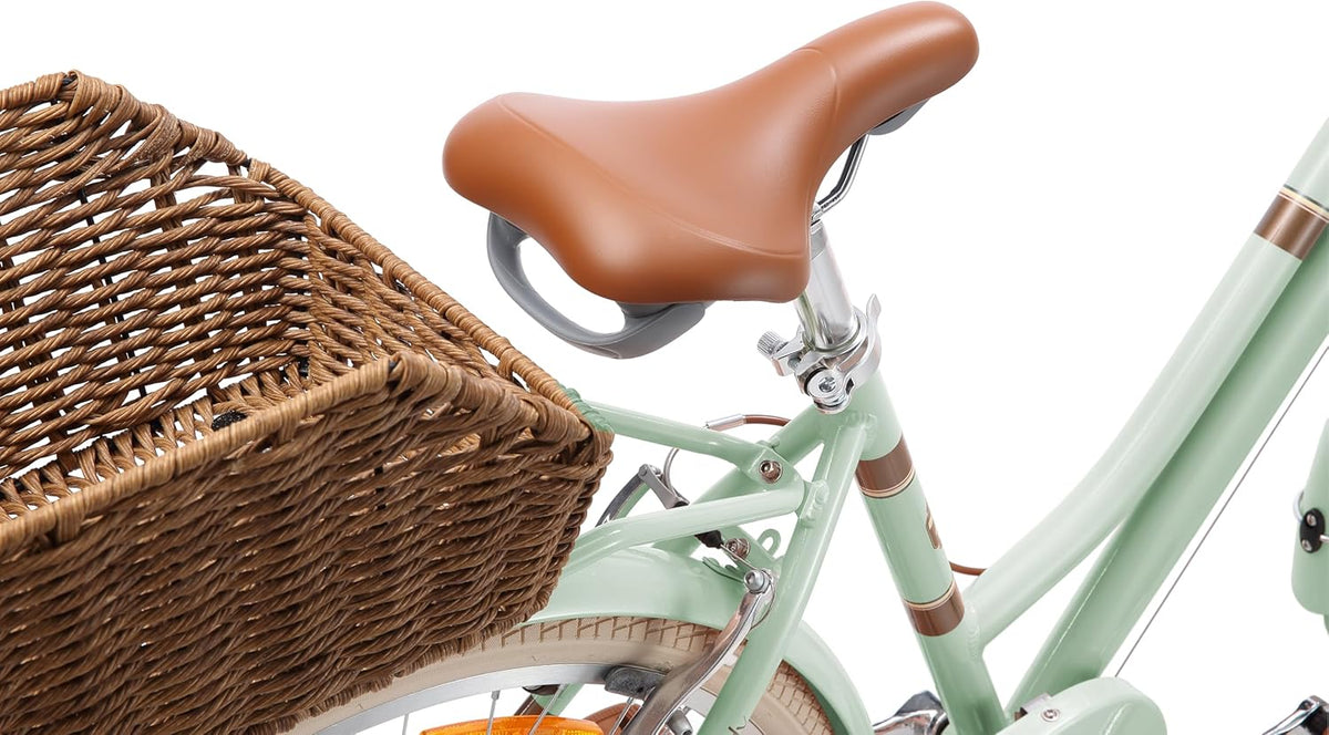 BIKESTAR Alu City Stadt Fahrrad 26, 28 Zoll | 16, 18 Zoll Rahmen, 7 Gang Shimano Damen Holland Rad, Retro Bike mit V-Bremse, Gepäckträger, Licht, Klingel, Korb, Speichenreflektoren | Risikofrei Testen