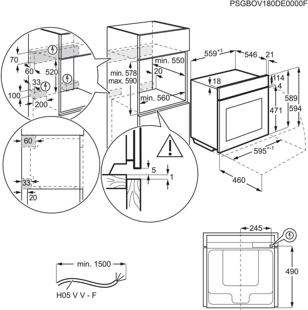 AEG Einbaubackofen â€?Serie 5 Ringheißluft: Gleichmäßige Garergebnisse auf 3 Ebenen â€?Pyrolyse Selbstreinigung â€?25 Automatikprogramme â€?LED-Touchdisplay â€?Schnellaufheizung â€?Schwarz â€?BPE53516AB