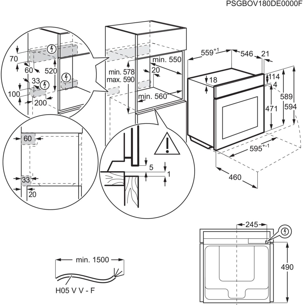 AEG Einbaubackofen â€?Serie 5 Ringheißluft: Gleichmäßige Garergebnisse auf 3 Ebenen â€?Pyrolyse Selbstreinigung â€?25 Automatikprogramme â€?LED-Touchdisplay â€?Schnellaufheizung â€?Schwarz â€?BPE53516AB