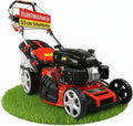 HECHT 5-IN-1 Benzin Rasenmäher - leistungsstarker 4 Takt Eco Motor 4,4 kW (6,0 PS) - Elektrostart - 53 cm Schnittbreite - 75 l Fangkorb - Radantrieb - patentierte Räder - Mulchmäher