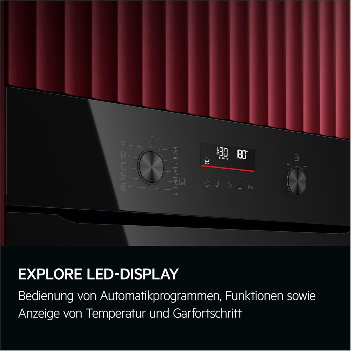 AEG Einbaubackofen â€?Serie 5 Ringheißluft: Gleichmäßige Garergebnisse auf 3 Ebenen â€?Pyrolyse Selbstreinigung â€?25 Automatikprogramme â€?LED-Touchdisplay â€?Schnellaufheizung â€?Schwarz â€?BPE53516AB