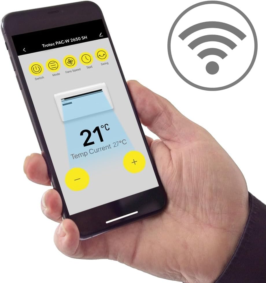 TROTEC Wandklimaanlage PAC-W 2650 SH â€?4-in-1 Klimaanlage ohne Außengerät mit Heizfunktion, 2,6 kW Kühlleistung, WiFi-App-Steuerung, Inverter-Technologie, für Räume bis 34 m²