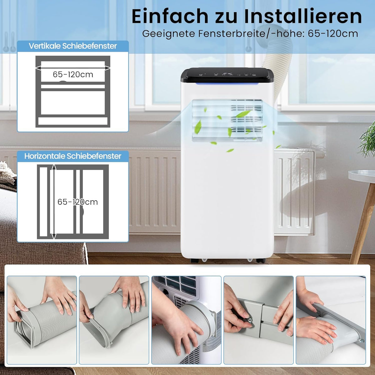 COSTWAY 9000 BTU mobile Klimaanlage mit Abluftschlauch, 4 in 1 Klimagerät mit Kühlen, Ventilator, Heizen & Entfeuchter, Kühlgerät mit Schlafmodus, 24H Timer, Fernbedienung