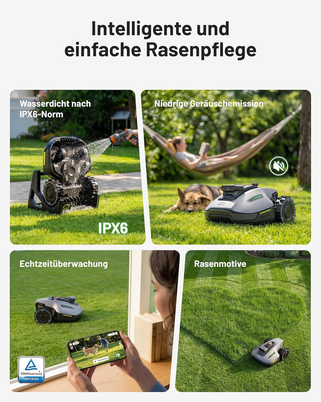 MAMMOTION YUKA mini 2 500 Mähroboter ohne Begrenzungskabel, Empf. 500 m2, Kein RTK, Kein Signalabbruch, KI TrueVision-Navigation, Auto-Mehrzonen-Kartierung, DropMow, RWD für 45% Steigung, 4.5Ah-Akku