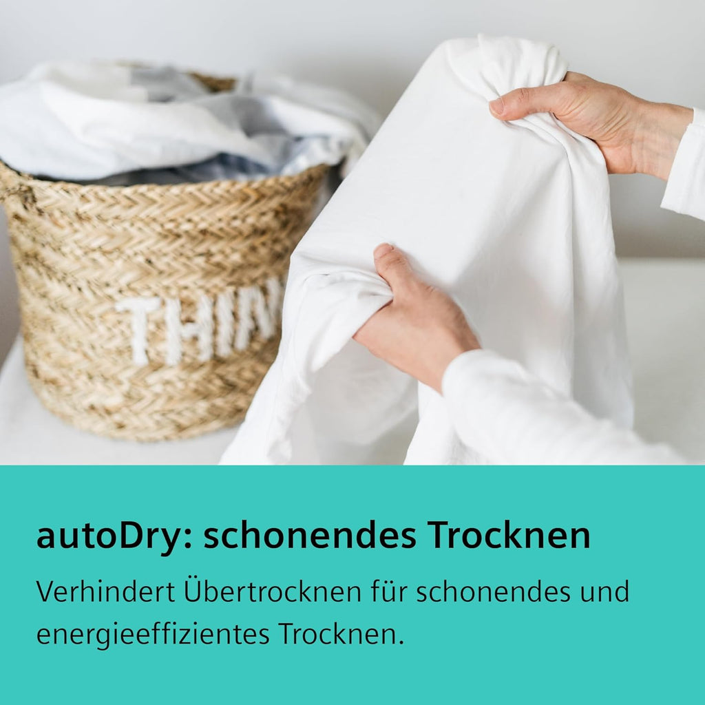Siemens WQ45B2B40, Stiftung Warentest GUT (2,5) , iQ700 Smarter Wärmepumpen-Trockner 9kg, autoDry optimale Trocknung, selbstreinigender Kondensator, Touch LED-Display, intelligentDry, Outdoor-Programm