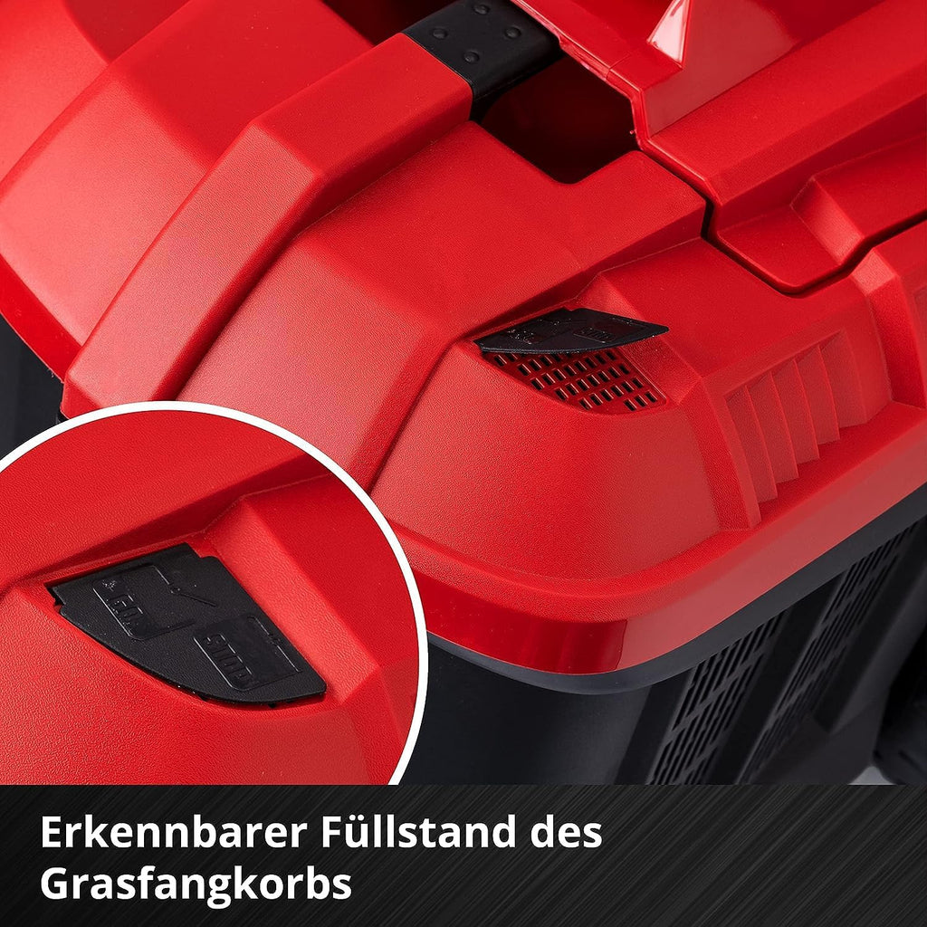Einhell Akku-Rasenmäher GE-cm 36/36 Li Kit Power X-Change (36 V, 36 cm Schnittbreite, bis 400 m2, Brushless, 40L Fangkorb, 25-75 mm Schnitthöhe, inkl. 2X 4,0 Ah Akku + 2X Ladegerät)