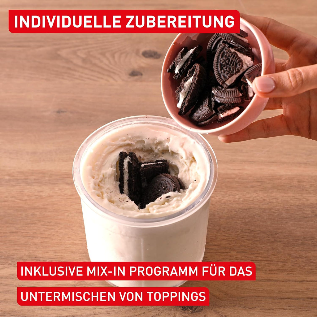 Tefal Dolci Eismaschine - 10 Programme für Eiscreme, Sorbet, Gelato  und  Frozen Yogurt, 1-Step-Perfector Technologie, inkl. 3x Tritan-Eisschüsseln, Mix-In-Funktion  und  automatisches Reinigungsprogramm