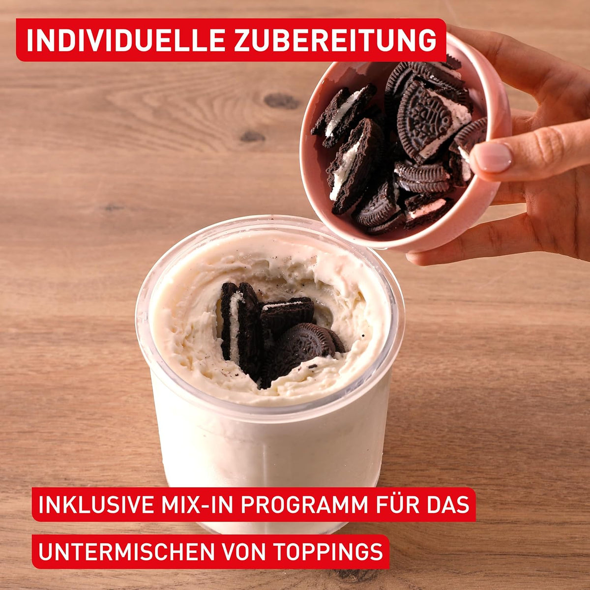 Tefal Dolci Eismaschine - 10 Programme für Eiscreme, Sorbet, Gelato  und  Frozen Yogurt, 1-Step-Perfector Technologie, inkl. 3x Tritan-Eisschüsseln, Mix-In-Funktion  und  automatisches Reinigungsprogramm