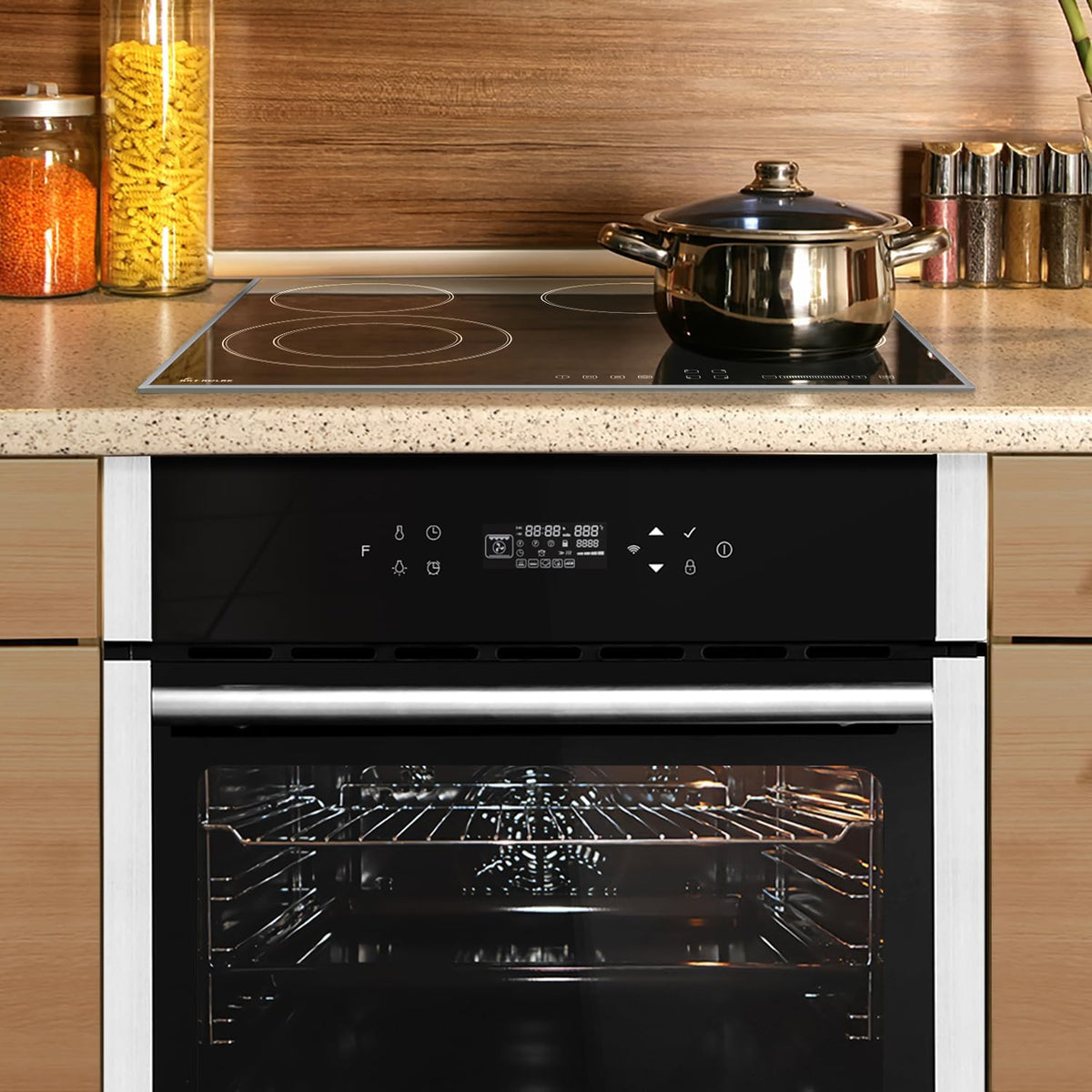 Autarkes Herdset 60cm Einbaubackofen EB8313HC 59cm Kochfeld CH5901AL Pizzafunktion Grill Umluft Heißluft Timer 2-fach Wärmeschutzverglasung Kindersicherung SET8313HCCH59AL