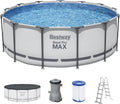 Bestway® Steel Pro MAXâ„?Aufstellpool Komplett-Set mit Filterpumpe Ø 396 x 122 cm, lichtgrau, rund