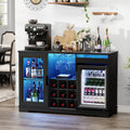 Barschrank mit Kühlschrank (inklusive), weinkühlschrank mit LED-Beleuchtung, Getränkeschrank Sideboard mit Bewegungssensor, Weinschrank für Wohnzimmer Küche Esszimmer (Schwarz)