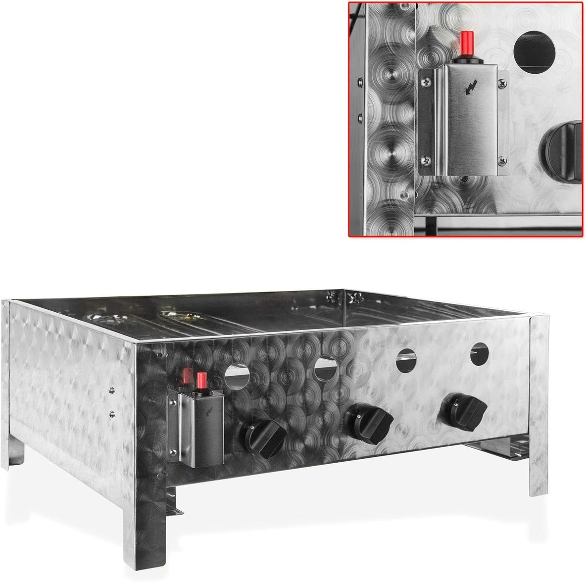 DEMA Gasbräter mit 3 Flammen â€?Leistungsstarker Gastrobräter für Grill & Outdoor-Küche â€?Ideal für Camping & Events
