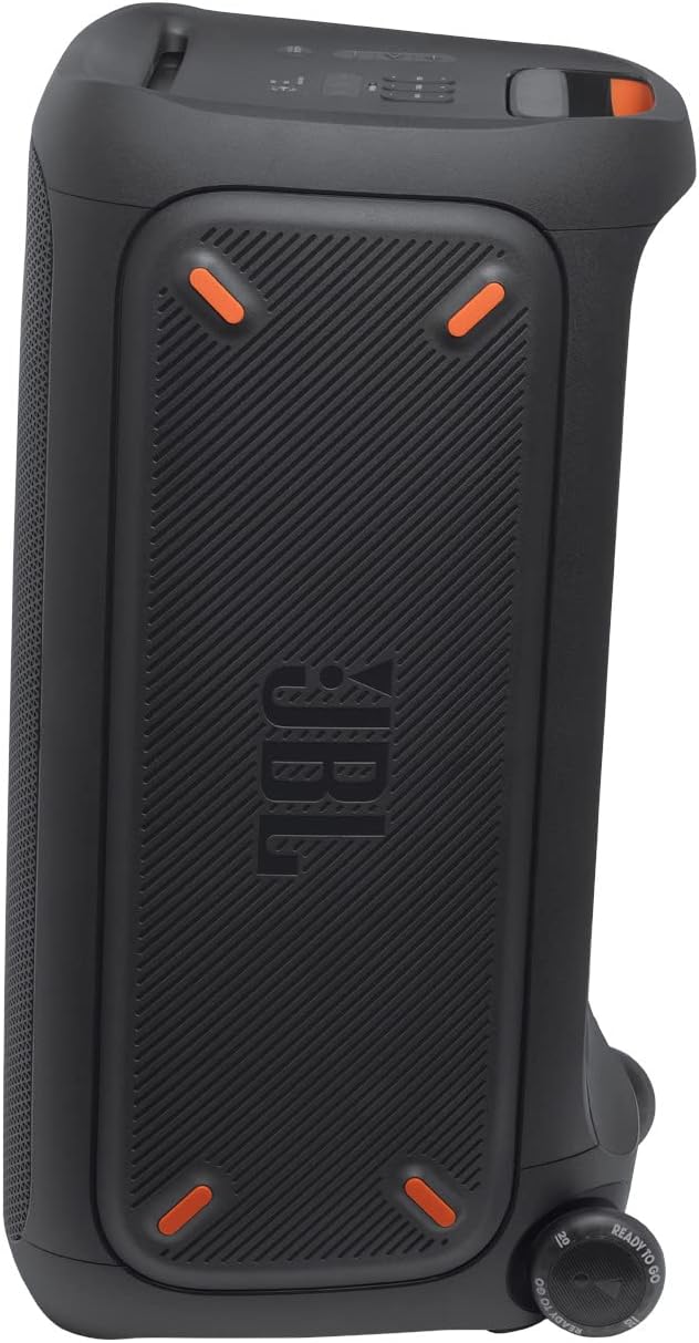 JBL PartyBox 710 - Schwarz â€?Trag - und rollbarer Bluetooth Party-Lautsprecher mit Lichteffekten â€?Spritzwassergeschützte, mobile Musikbox