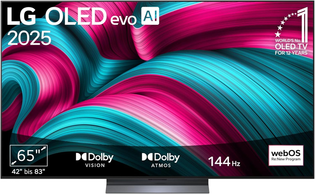 LG OLED65C5ELB TV 65 Zoll (165 cm) 4K OLED evo AI TV (α9 Gen8 4K AI Prozessor, webOS 25, 120Hz (VRR bis zu 144Hz)) Modelljahr 2025