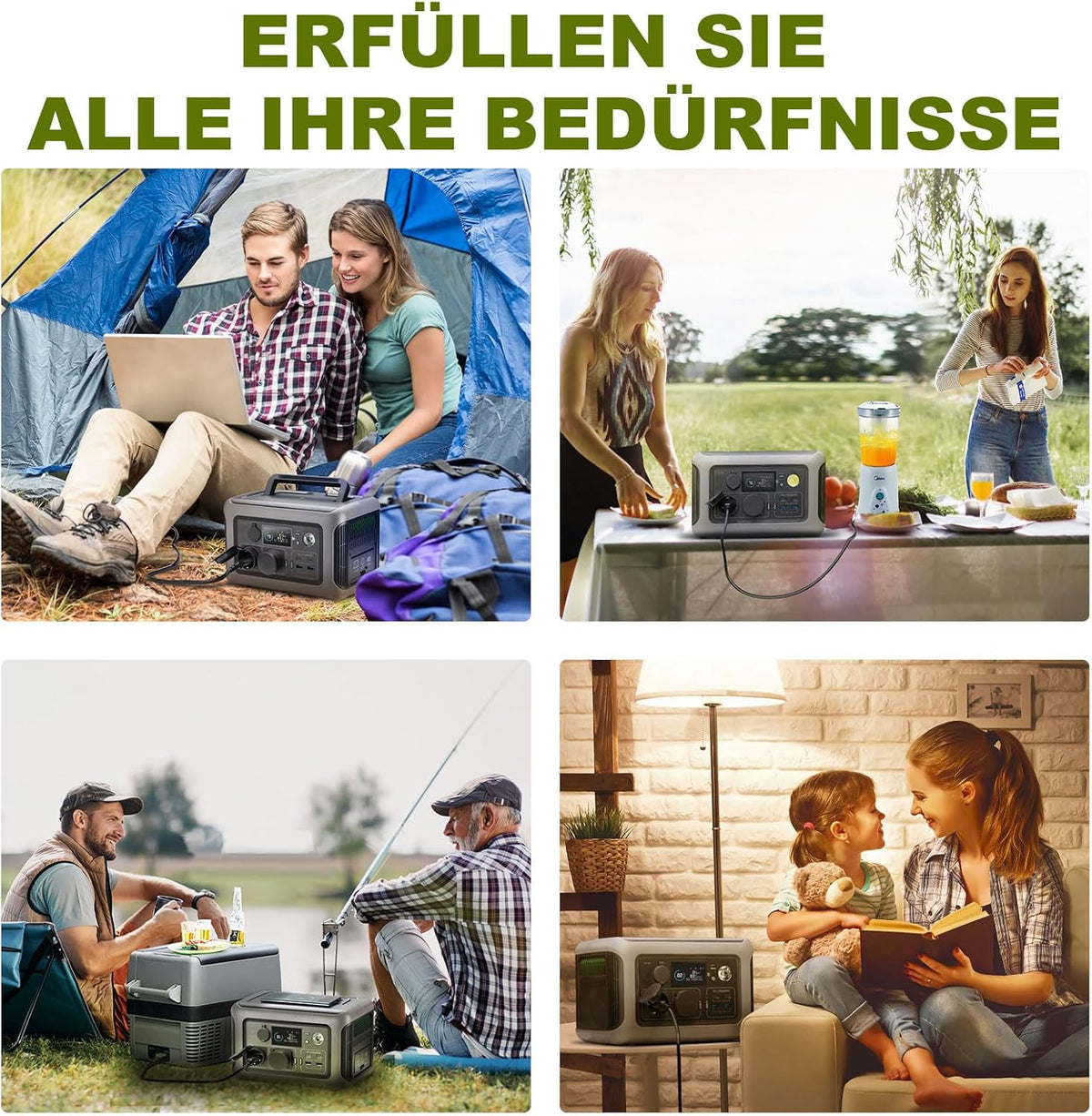 ALLPOWERS R600 Solargenerator, 2x 600W (1200W Spitze) AC Ausgang Tragbare Powerstation mit 2x 100W Solarpanel, 299WH LiFePO4 Batterie, Mobile Stromversorgung für Garten Reise Camping Wohnmobil Notfall