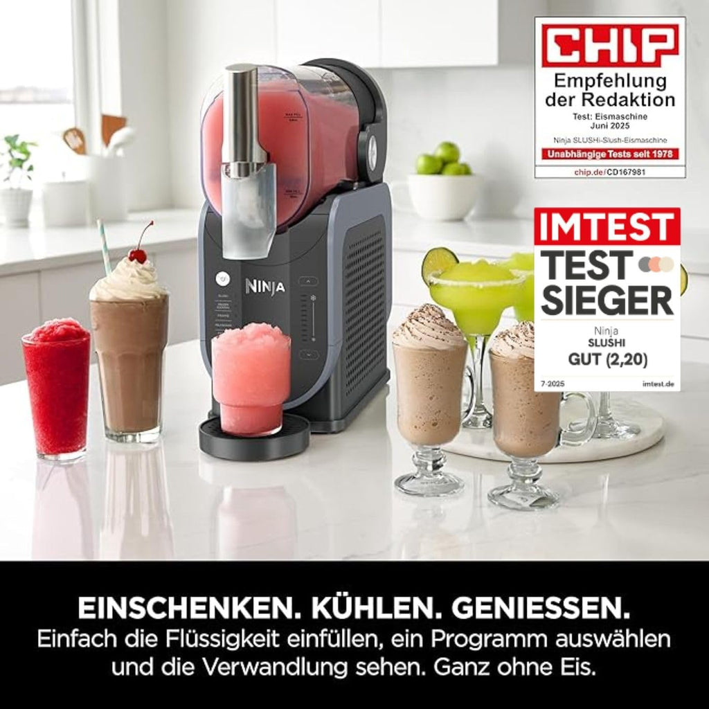 Ninja SLUSHi Maschine für Slush, Eis-Cocktails, Frappé, Milchshakes & gefrorenen Saft, ohne Eis oder Vorbereitungsaufwand, WhisperChill-Technology, fasst 1,9 L, Grün, FS301EUTG