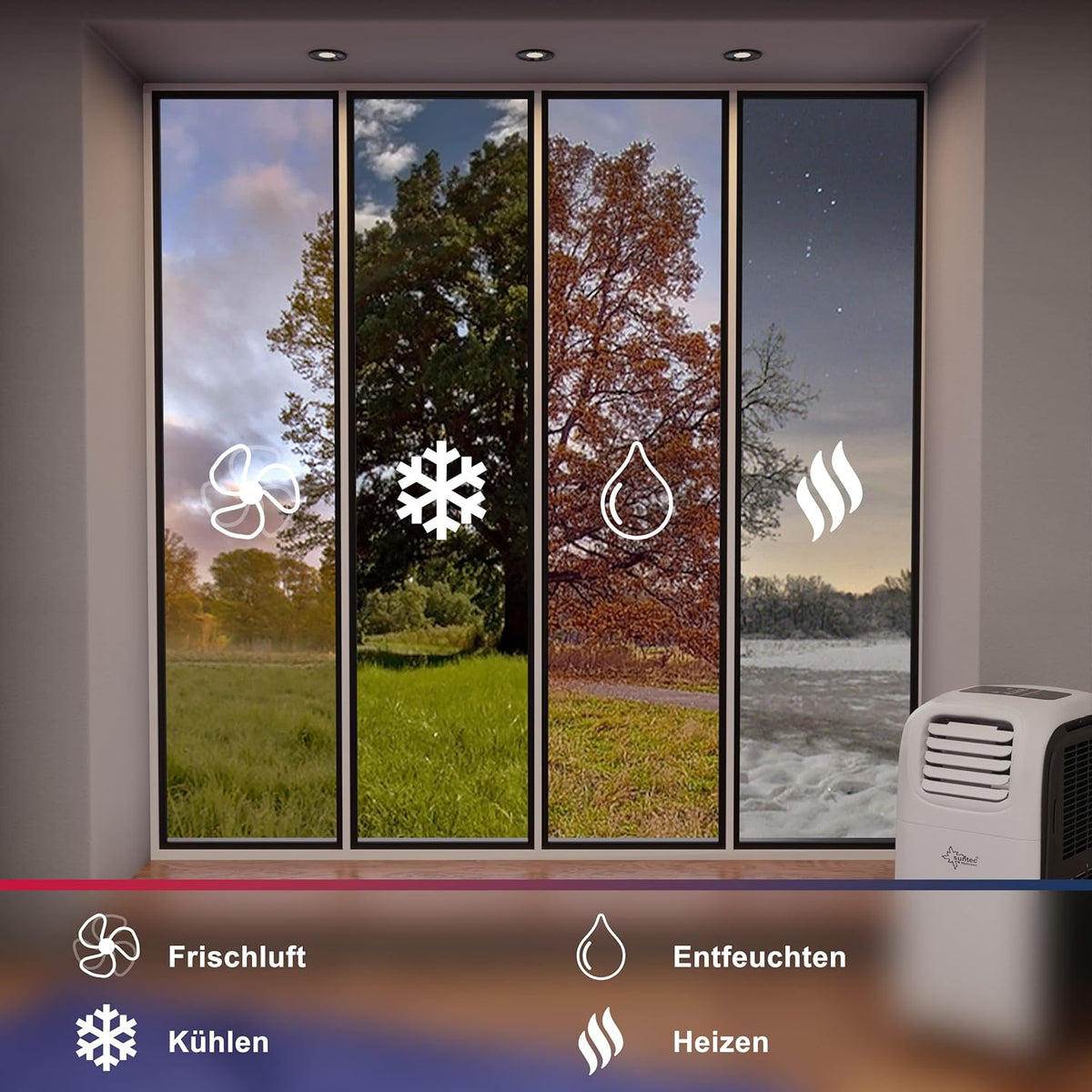 SUNTEC Mobiles Klimagerät Transform 14.000 Eco R290 APP â€?Klimaanlage mobil und leise mit Smart App Steuerung â€?Entfeuchter für Räume bis 70 qm â€?Mobile Kühlung & Heizung für zuhause â€?14.000 BTU