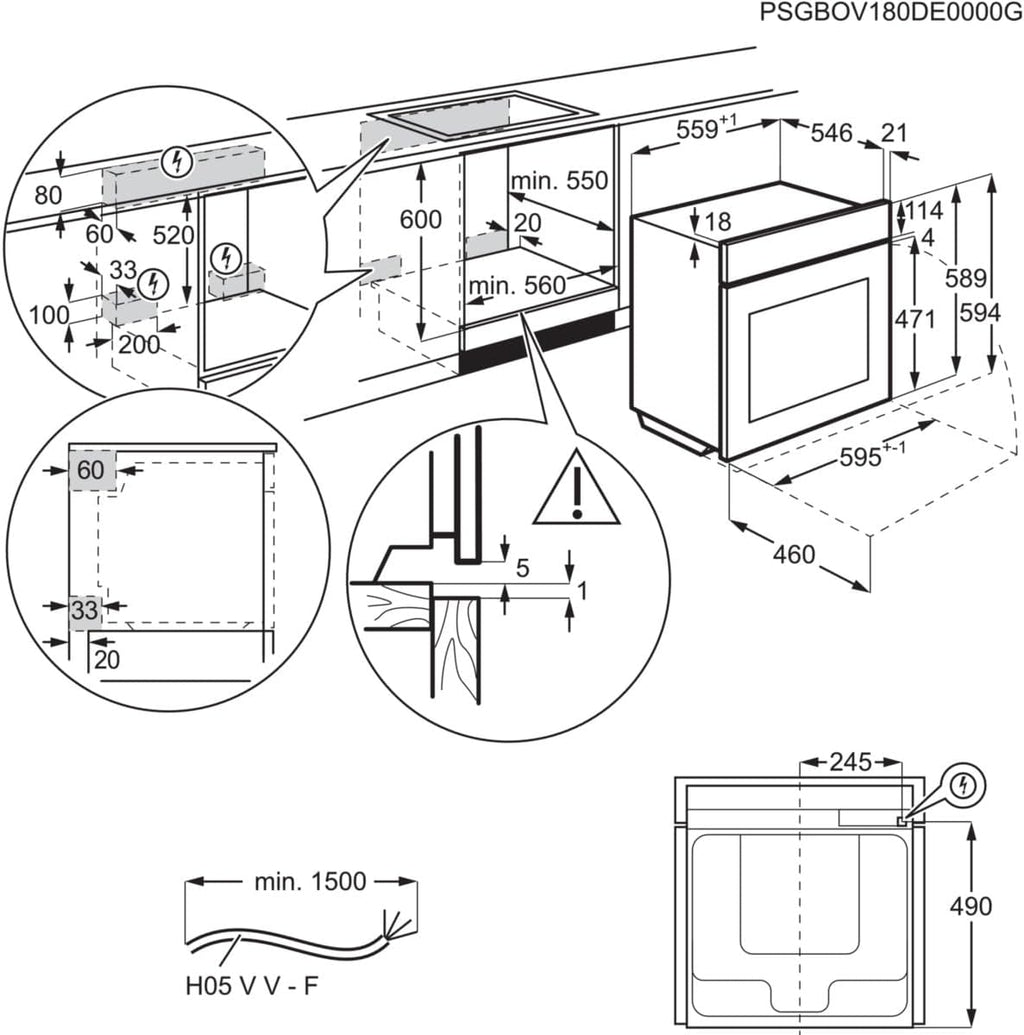 AEG Einbaubackofen â€?Serie 5 Ringheißluft: Gleichmäßige Garergebnisse auf 3 Ebenen â€?Pyrolyse Selbstreinigung â€?25 Automatikprogramme â€?LED-Touchdisplay â€?Schnellaufheizung â€?Schwarz â€?BPE53516AB
