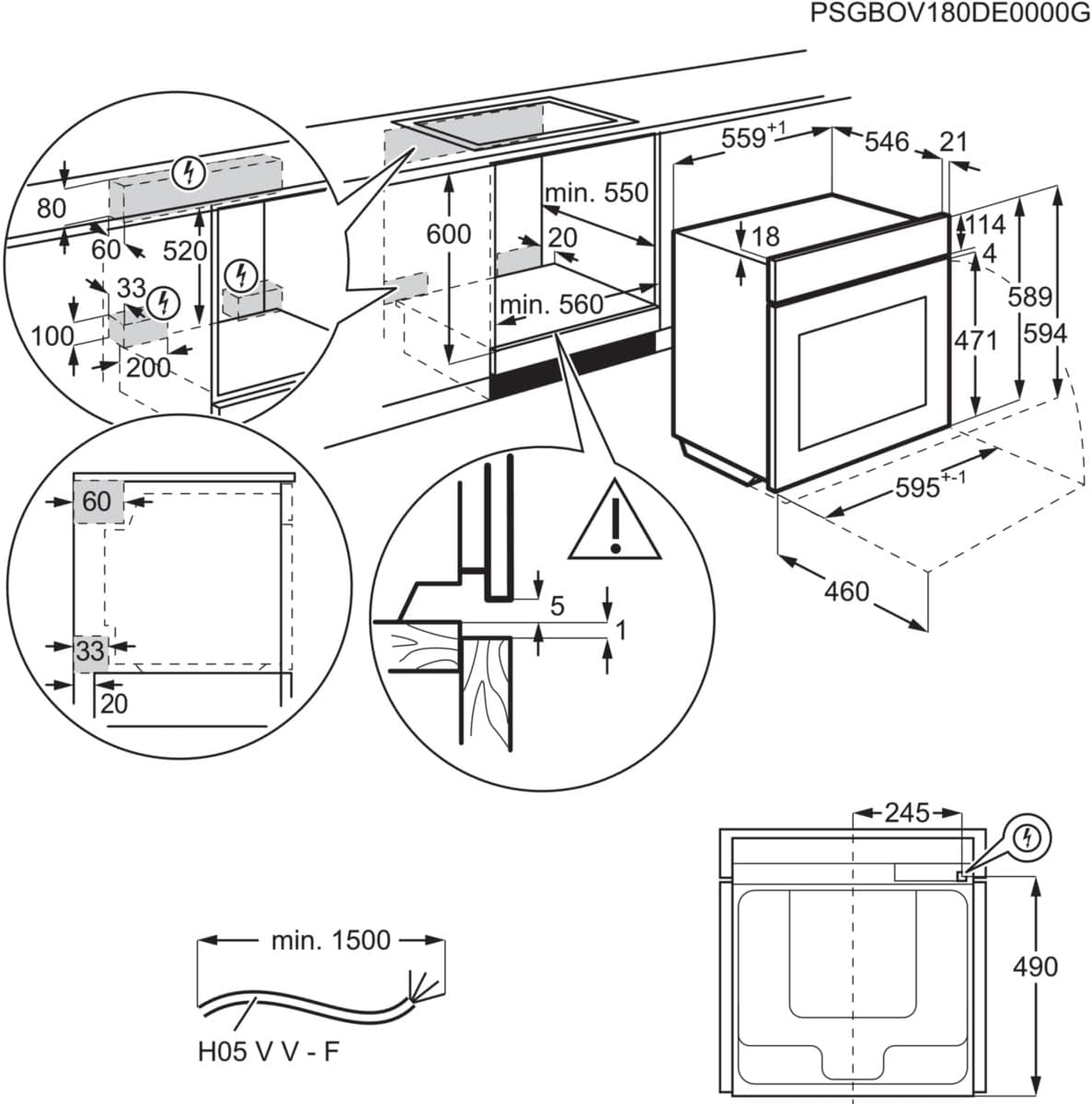 AEG Einbaubackofen â€?Serie 5 Ringheißluft: Gleichmäßige Garergebnisse auf 3 Ebenen â€?Pyrolyse Selbstreinigung â€?25 Automatikprogramme â€?LED-Touchdisplay â€?Schnellaufheizung â€?Schwarz â€?BPE53516AB