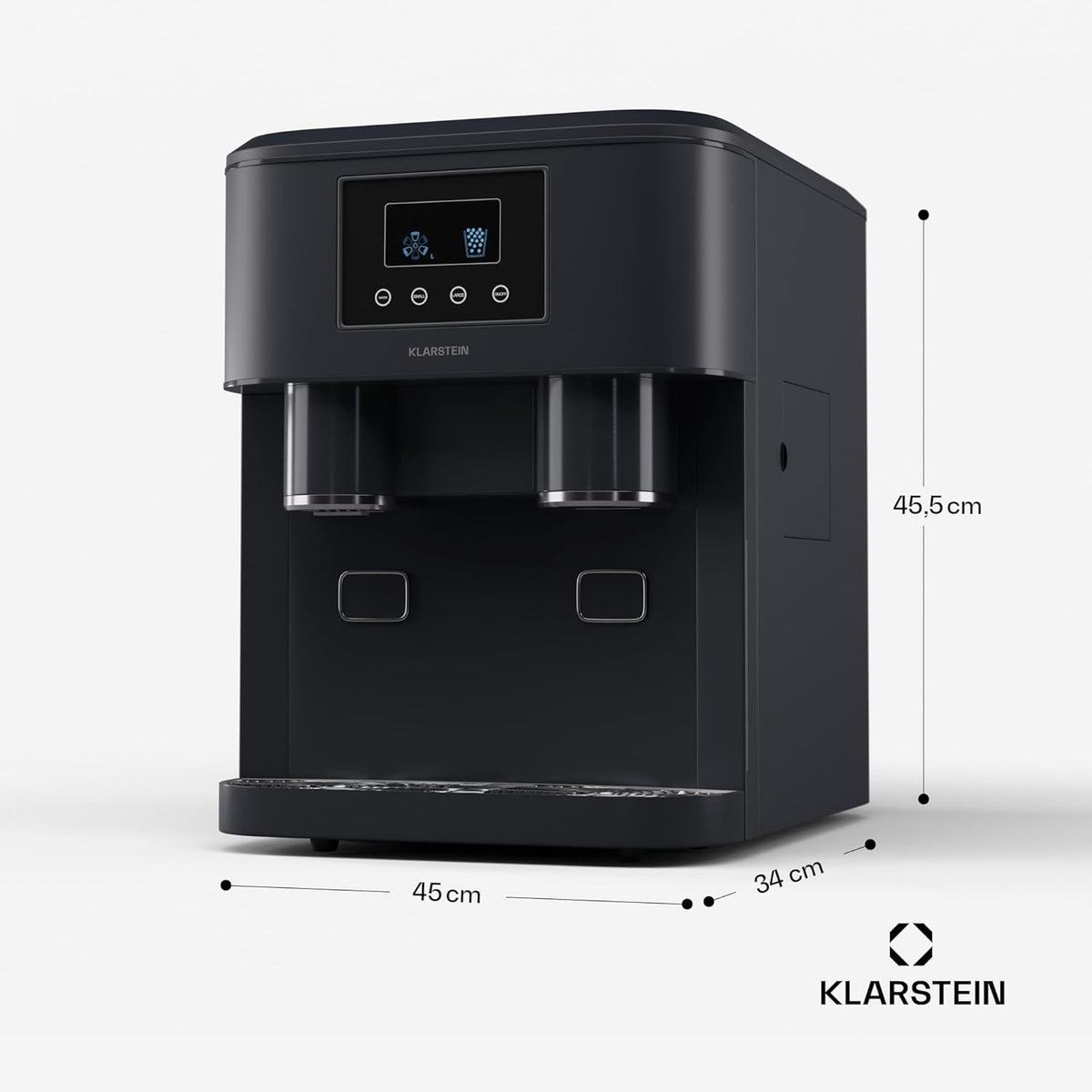 Klarstein Eiswürfelmaschine für Zuhause Camping Gastro, Schnelle Mini-Eiswürfelmaschine Klein, Profi Eismaschine für Crushed Eis, Große  und  Kleine Eiswürfel, 1,8L Wassertank, 15kg Eis in 24h