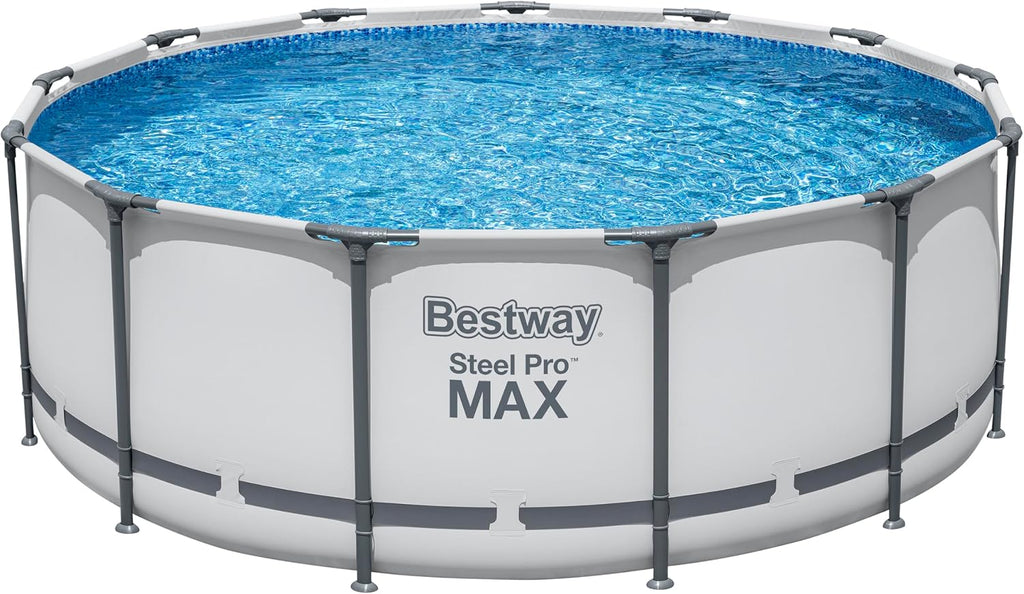 Bestway® Steel Pro MAXâ„?Aufstellpool Komplett-Set mit Filterpumpe Ø 396 x 122 cm, lichtgrau, rund