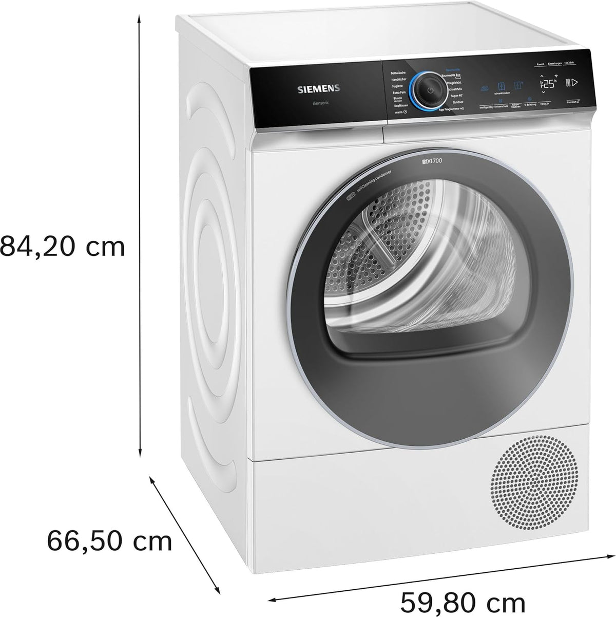 Siemens WQ45B2B40, Stiftung Warentest GUT (2,5) , iQ700 Smarter Wärmepumpen-Trockner 9kg, autoDry optimale Trocknung, selbstreinigender Kondensator, Touch LED-Display, intelligentDry, Outdoor-Programm