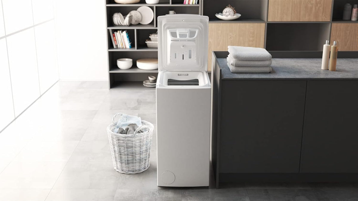Bauknecht WMT Pro Eco 6ZB Toplader-Waschmaschine / 6 kg / 1200 UpM/Antiflecken-Programm/FreshFinish/ZEN Technology/Startzeitvorwahl/SoftOpening/Kurz 30'/ 15° Green& Clean