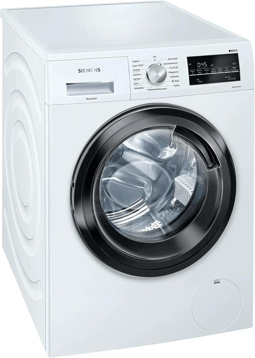 Siemens WM14G400 iQ500 Waschmaschine / 8kg / C / 1400 U/min/Outdoor Programm/varioSpeed Funktion/Nachlegefunktion/aquaStop, Wei/Schwarz