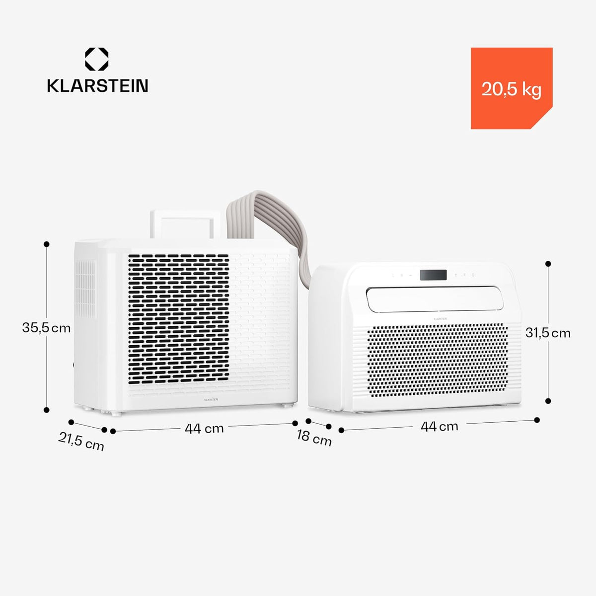 Klarstein Chillavan Mobile Klimaanlage â€?5.000 BTU, Für Räume bis 20 m², 3-in-1: Klimaanlage, Luftentfeuchter & Ventilator, Energieeffizienzklasse A, App-Steuerung, Ideal für Wohnmobile