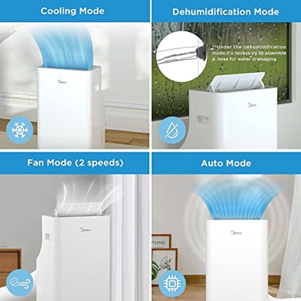 Midea Mobiles Klimagerät Silent Cool 26 Pro WF, 9000 BTU 2,6kW, Kühlen&Ventilieren&Entfeuchten, Raumgröße bis 88m³(33ãŽ?, APP-Steuerung/Alexa/Google Home/IFTTT, Mobile Klimaanlage mit Abluftschlauch