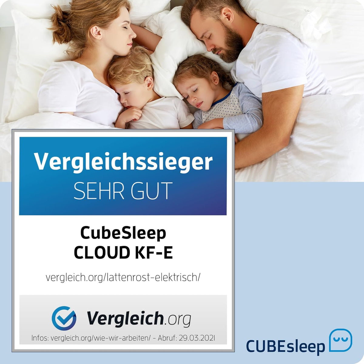 CubeSleep 7-Zonen Tellerfeder-Lattenrost Cloud 90x200 cm | Kopf- und Fußteil elektrisch verstellbar | Made In Germany | GS Zertifiziert â€?geprüfte Sicherheit | fertig montiert