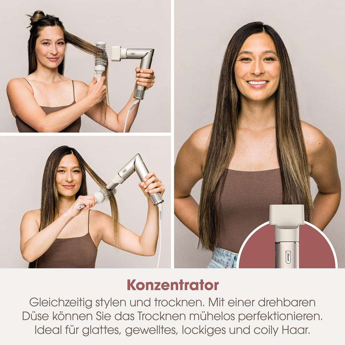 Shark FlexStyle 5-in-1 Luftstyler & Haartrockner, Auto-Wrap-Lockenaufsatz, Paddle-Bürste, Ovalbürste, Konzentrator, Diffusor, Aufbewahrungskoffer, Keine Hitzeschäden, Schwarz/Roségold, HD440EU