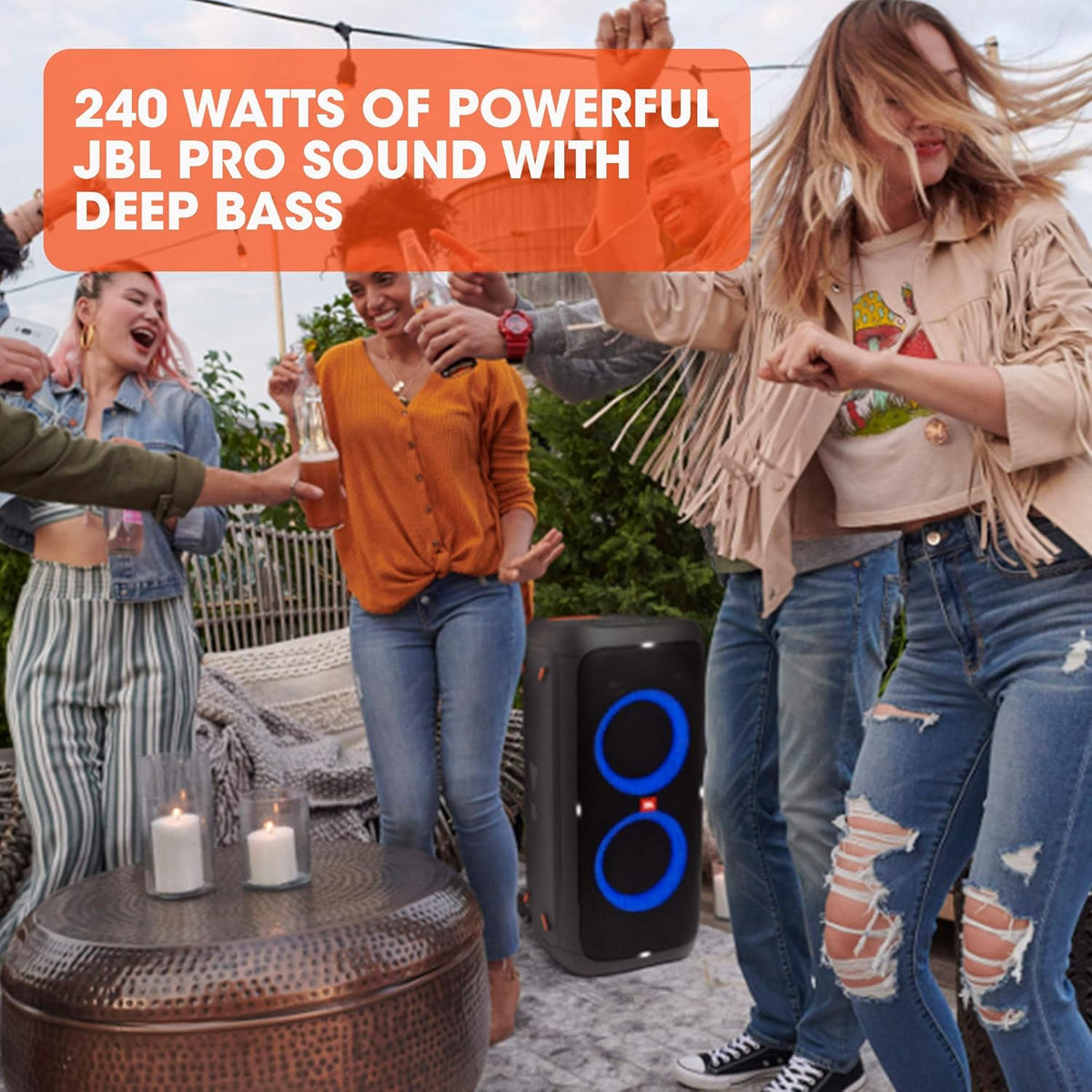 JBL PartyBox 710 - Schwarz â€?Trag - und rollbarer Bluetooth Party-Lautsprecher mit Lichteffekten â€?Spritzwassergeschützte, mobile Musikbox