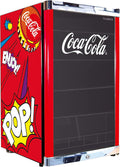 °CUBES Coca Cola PopArt Kühlschrank 115L Getränkekühlschrank groß mit Glastür, perfekt für Partys  und  Gewerbe Energieeffizient, 84,5 cm hoch, 104 kWh/Jahr - Flaschenkühlschrank groß