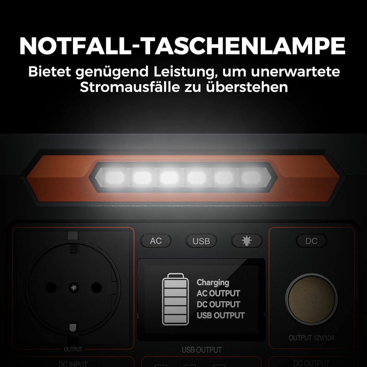 FlashFish 230Wh Tragbare Powerstation mit Solarpanel 60W, Solar Generator 300W(Spitze 600W) mit 2 DC-Anschlüsse, 4 USB-Anschlüsse, LED-Lichter, Notstromaggregat für Camping, Unterwegs,Stromausfälle