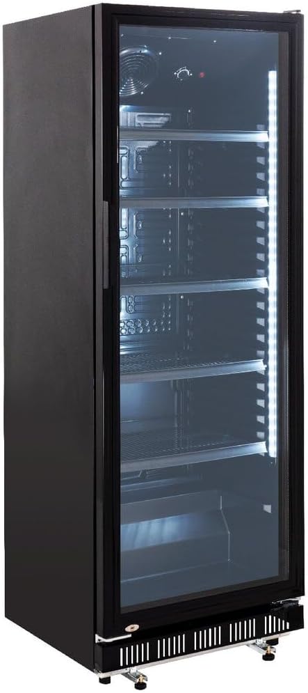 GastroHero Getränkekühlschrank GK-360BB 360 L Flaschenkühlschrank mit Glastür  und  LED abschließbar Bierkühlschrank Kühlschrank für Gastronomie