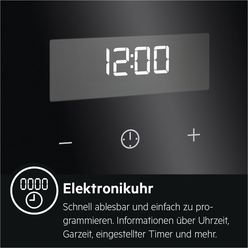 AEG Einbaubackofen â€?Serie 5 Ringheißluft: Gleichmäßige Garergebnisse auf 3 Ebenen â€?Pyrolyse Selbstreinigung â€?25 Automatikprogramme â€?LED-Touchdisplay â€?Schnellaufheizung â€?Schwarz â€?BPE53516AB