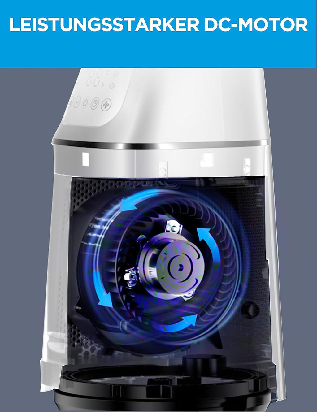 Midea MFP-120i (BL) 2 in 1 Turmventilator Leise 38dB Luftreiniger H13 True HEPA auf 47.6 ãŽ?LED Display Fernbedienung Oszillation 12H Timer Kompatibel für Wireless Connection App Alexa Google