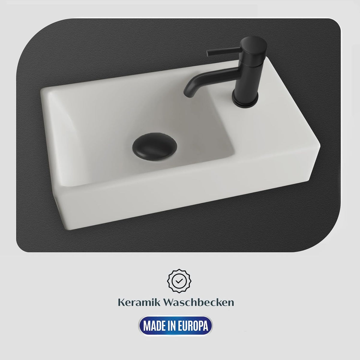 Alpenberger Waschbecken mit Unterschrank 45 cm | Badezimmermöbel Set | Kleines Waschbecken Gäste WC | Waschtisch Set | Unterschrank Bad Waschbeckenunterschrank Bamboo