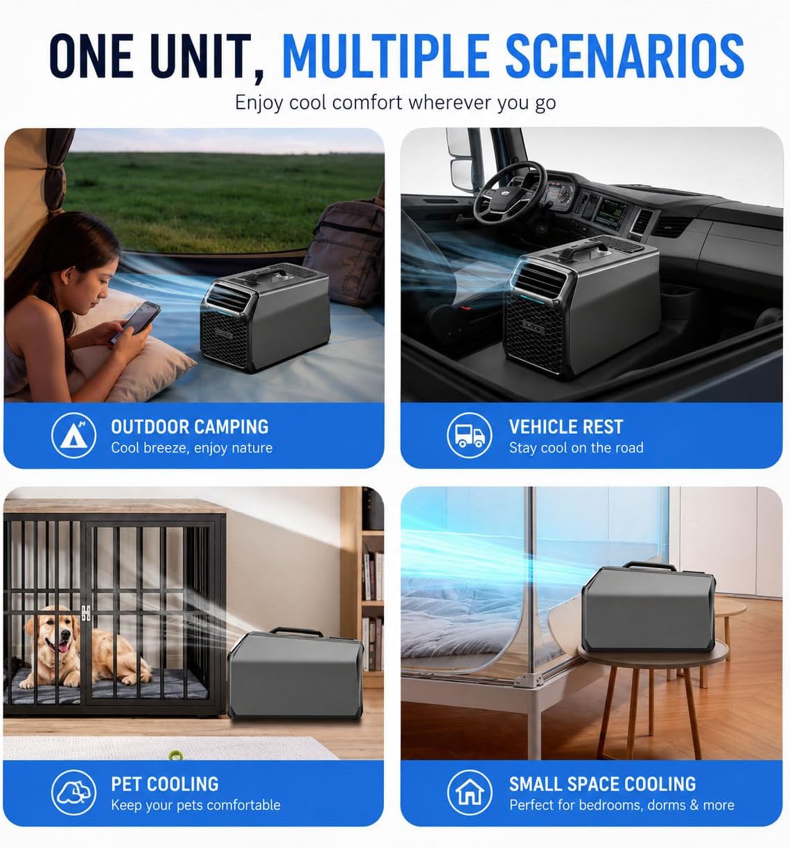 Mobiles klimagerät,3500 BTU Tragbare Camping-Klimaanlage mit echtem Kompressor â€?DC Wohnmobil-Klimagerät für Zelt, Van & LKW-Kabine â€?mit Entfeuchtung, Schlafmodus & Fernbedienung Gray