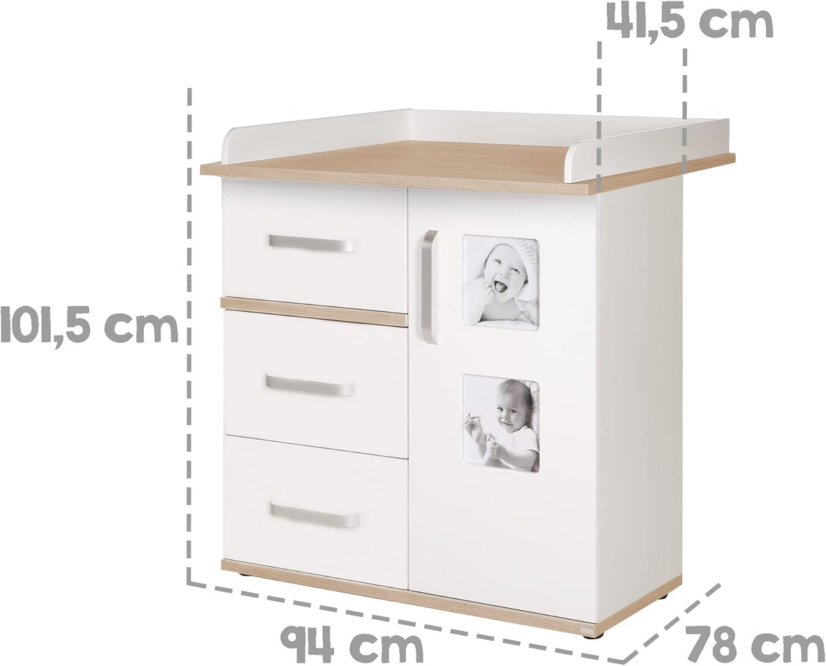 roba Kindermöbelset 'Pia', 3-teilig, inkl. Kinderbett 70x140cm, Wickelkommode, Kleiderschrank, weiß