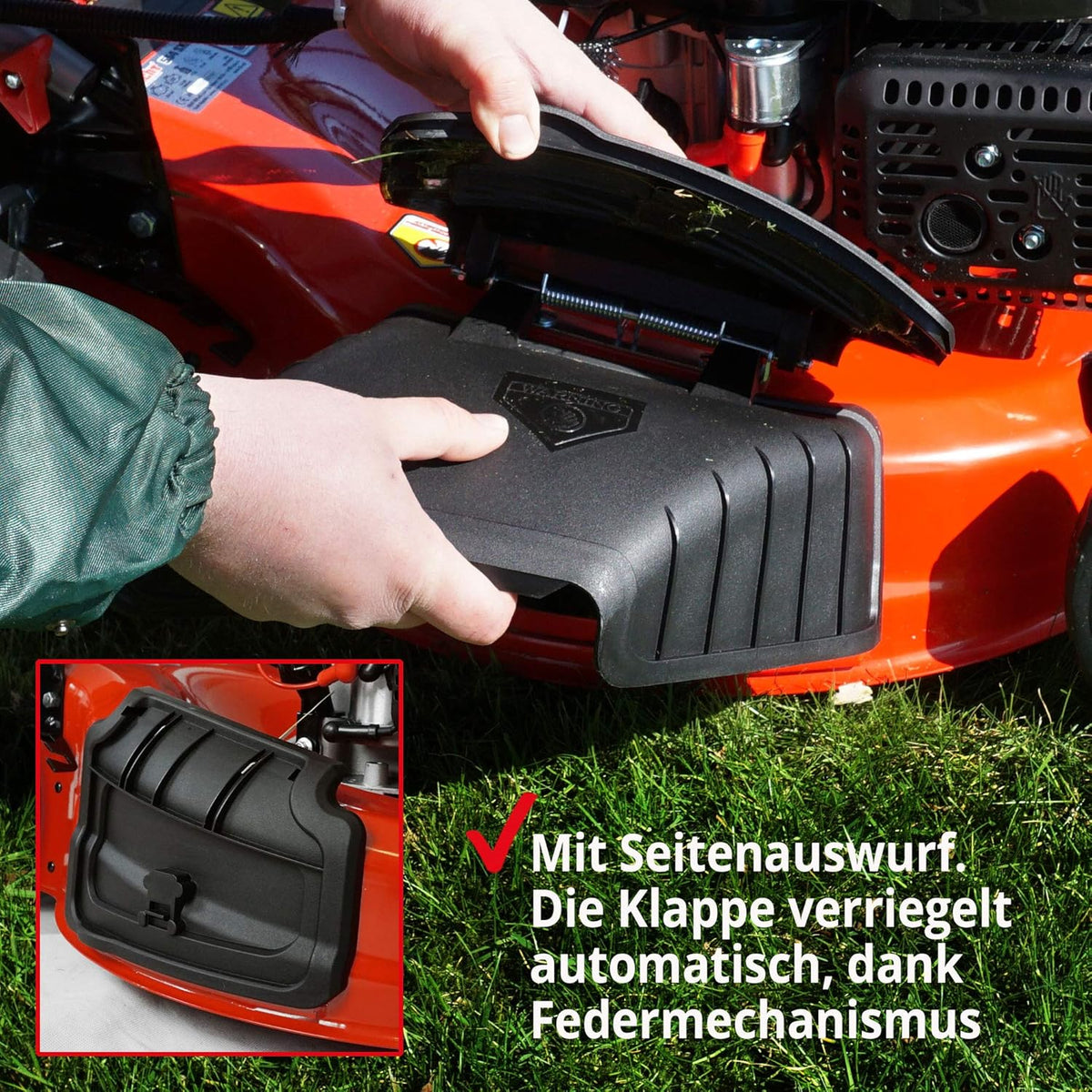 HECHT 5-IN-1 Benzin Rasenmäher â€?leistungsstarker 4 Takt Eco Motor 4,4 kW (6,0 PS) â€?Elektrostart â€?53 cm Schnittbreite â€?75 l Fangkorb â€?Radantrieb â€?patentierte Räder â€?Mulchmäher