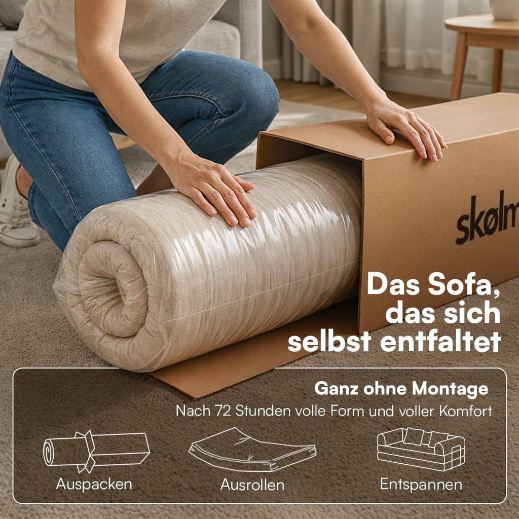 skølm Lofn Ecksofa 4 Sitzer â€?Wohnlandschaft L-Form Cord â€?Klappsofa 300cm breit Dunkelgrün â€?ausklappbar zum Schlafsofa, Bodensofa â€?Vollschaum Sofa mit 4 Kissen & Stahlgestell â€?Cloud Couch boneless | ohne Aufbau