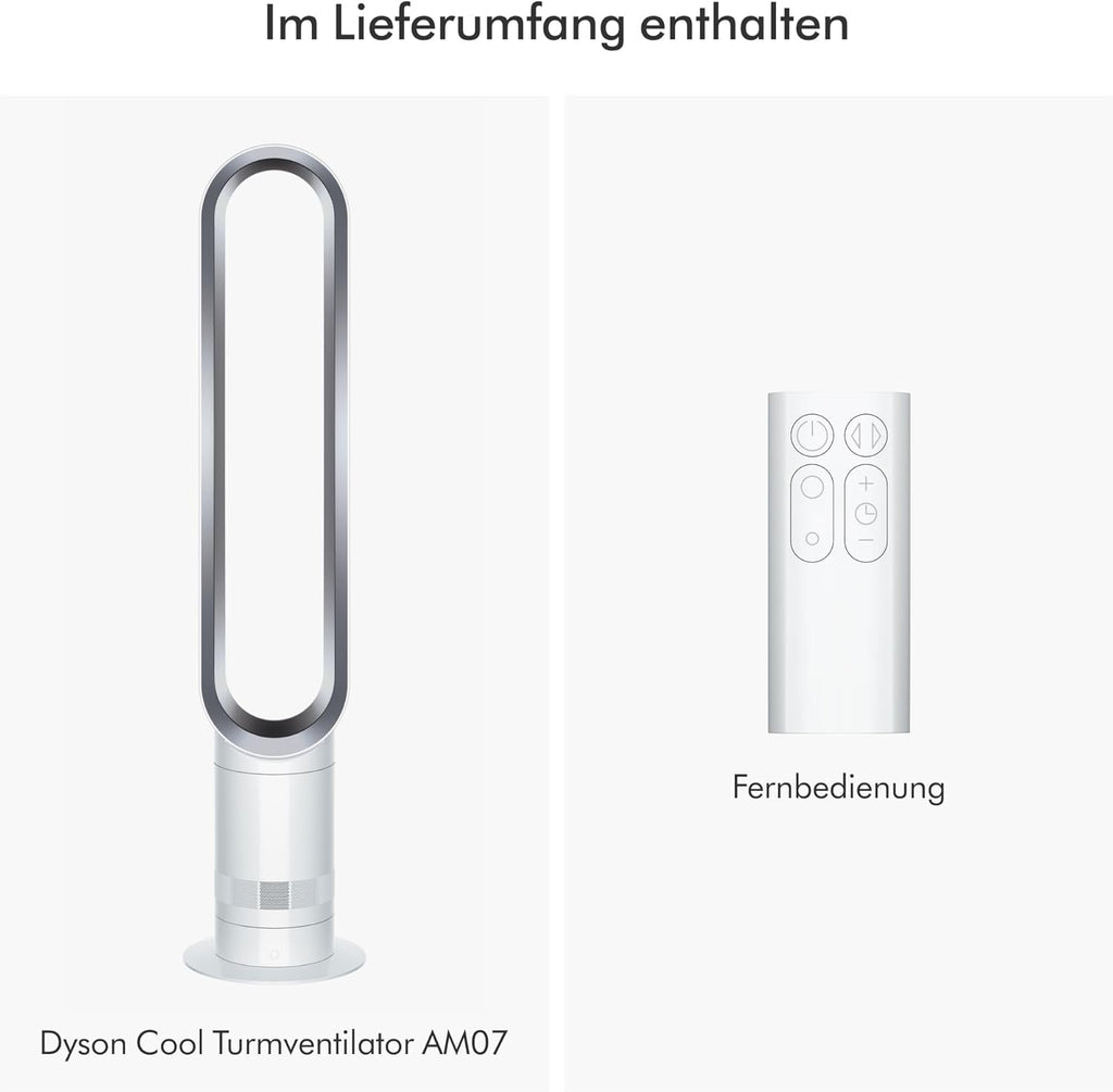 Coolᵀá´?Turmventilator AM07 Air Multiplierâ„?Turmventilator, Leistungsstarker, bladeless Ventilator mit Air Multiplierâ„?Technologie (Weiß/Silber)
