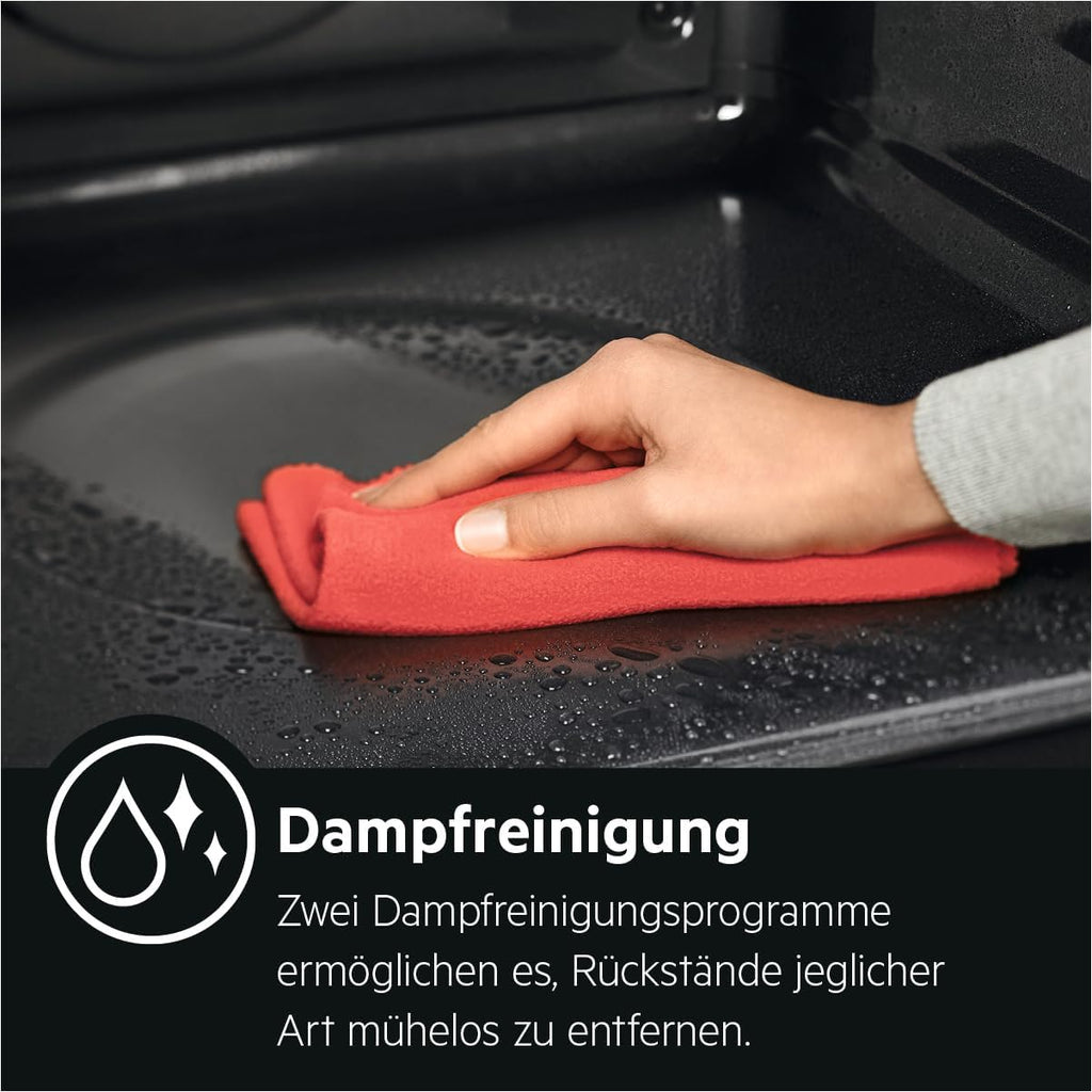 AEG Einbaubackofen â€?Serie 5 Ringheißluft: Gleichmäßige Garergebnisse auf 3 Ebenen â€?Pyrolyse Selbstreinigung â€?25 Automatikprogramme â€?LED-Touchdisplay â€?Schnellaufheizung â€?Schwarz â€?BPE53516AB