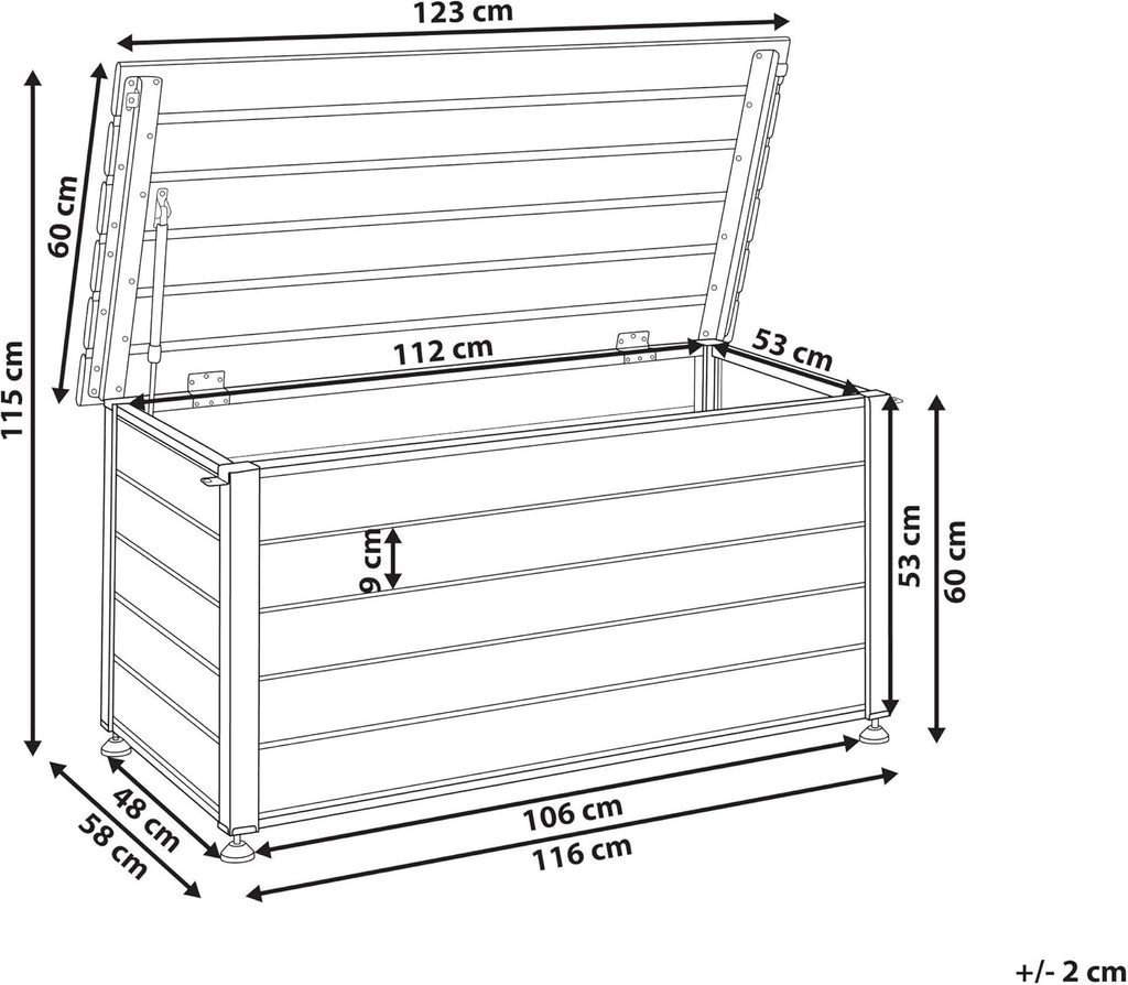 Beliani Gartentruhe 330L Aluminium weiß wasserfest Kissenbox Auflagenbox Campalto