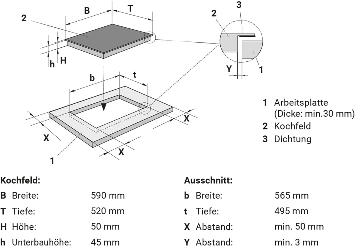 Autarkes Herdset 60cm Einbaubackofen EB8313HC 59cm Kochfeld CH5901AL Pizzafunktion Grill Umluft Heißluft Timer 2-fach Wärmeschutzverglasung Kindersicherung SET8313HCCH59AL